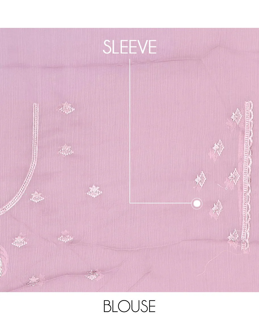 Lavender embroidered designer saree features peacock motifs in micro-stone, scallop thread & stone embroidery border - Image 3