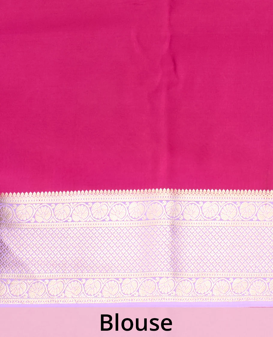 Lavender zari buttas Mysore silk saree, contrast traditional zari border and intricate pallu - Image 5