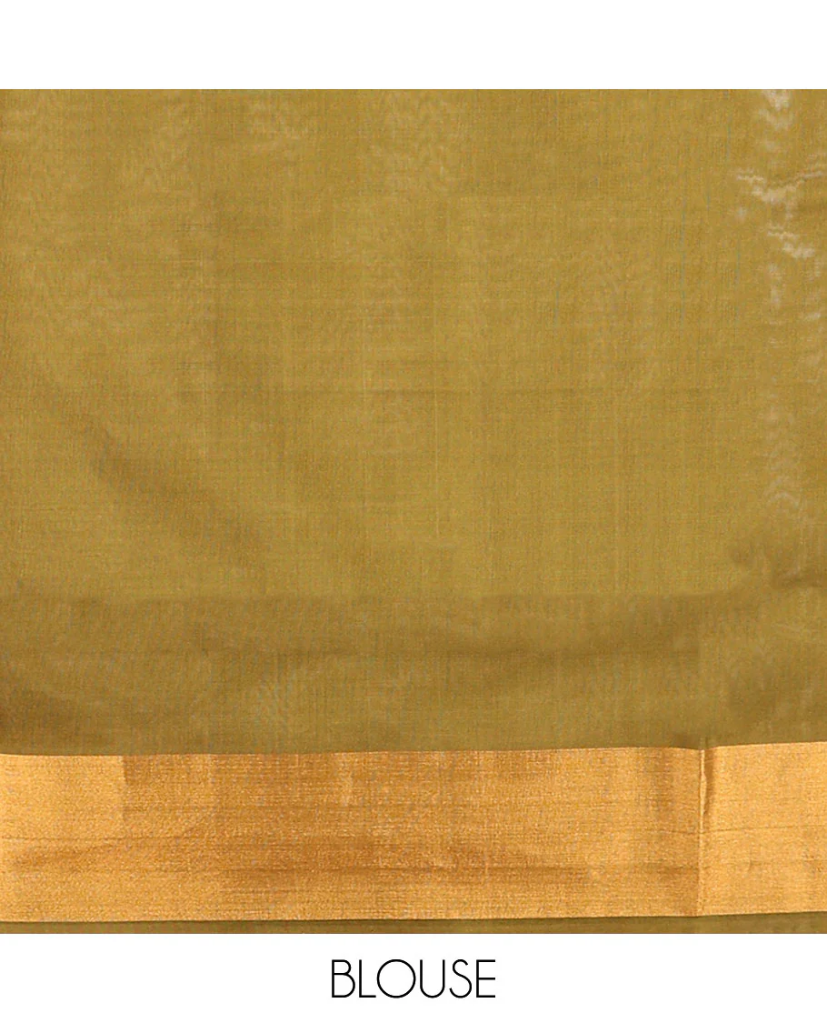 Light blue motifs uppada saree with contrast zari border & floral design pallu - Image 6