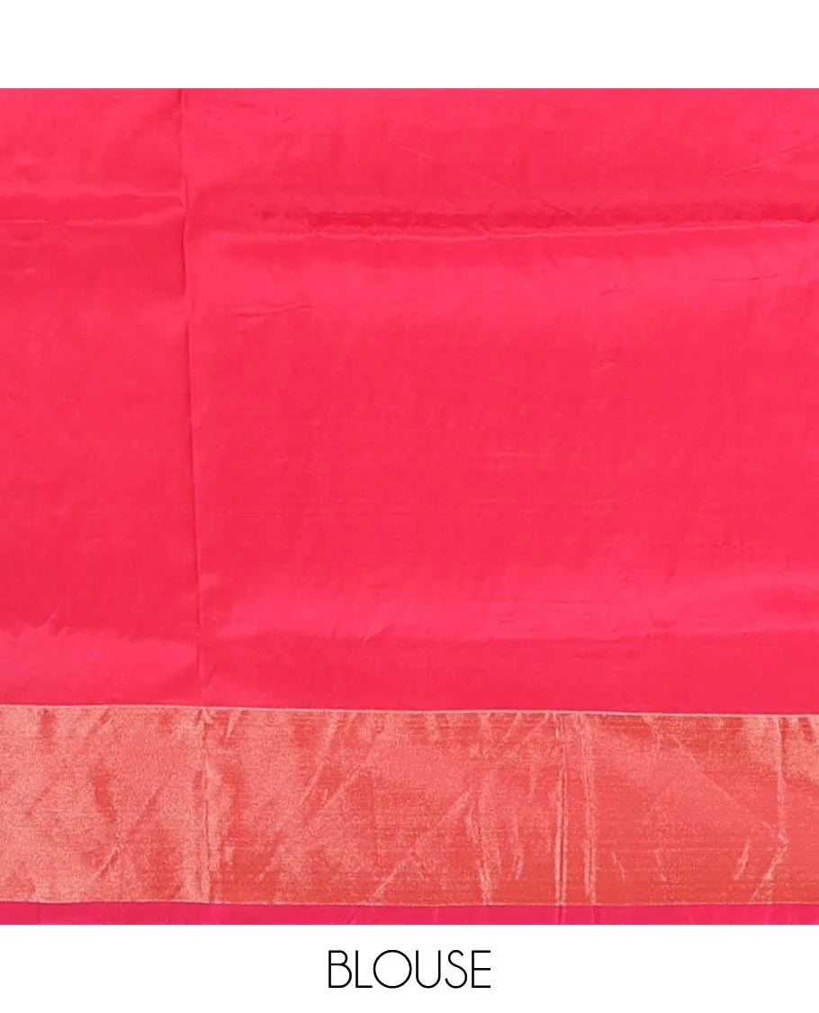 Light green zari buttas Uppada saree, contrast bavanji border, and intricate pallu - Image 5