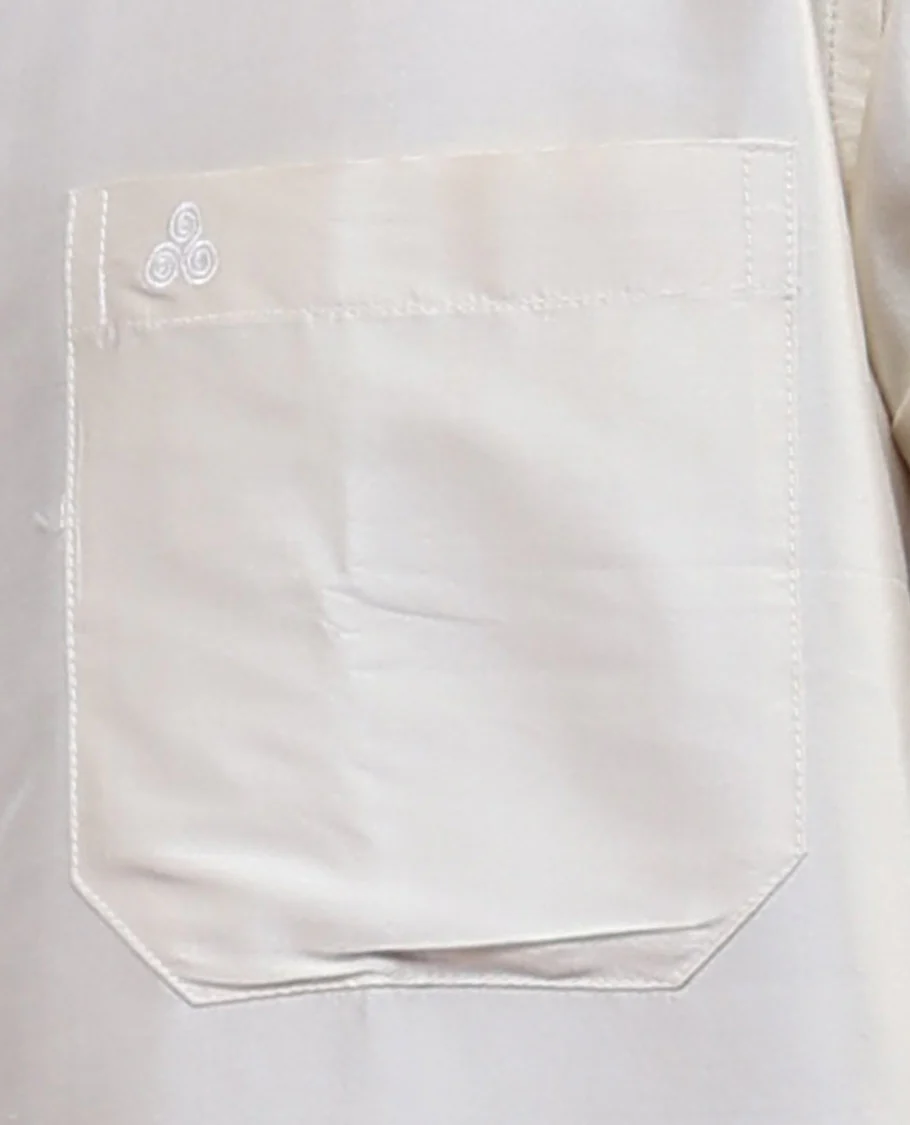 Light sandal plain design half-sleeve pure-silk shirt - Image 23
