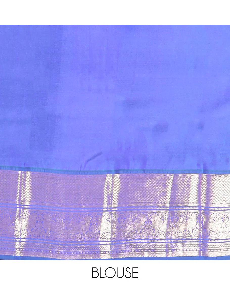 Light sandal zari buttas Vasundhara silk saree, contrast border of vanki, banaras, muthu, kathir, and Pichwai cow motifs zari weave, and pallu of manga designs - Image 6