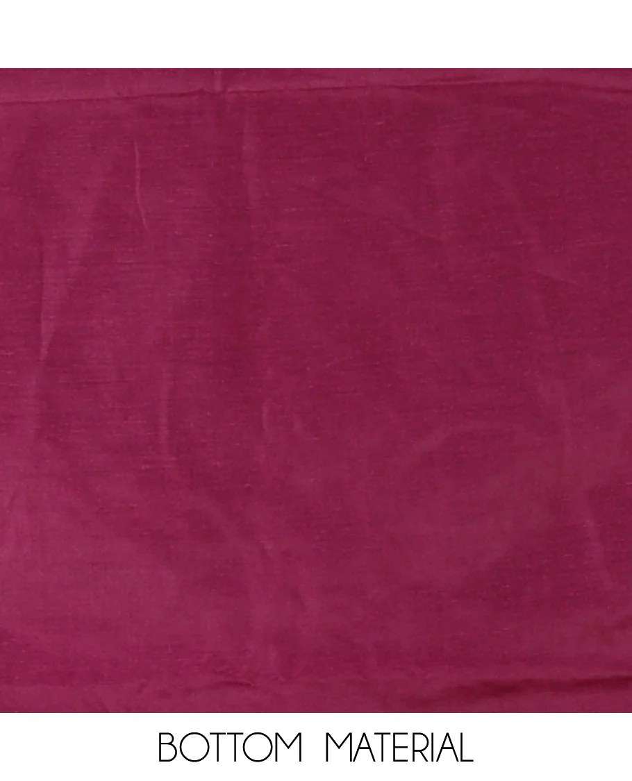 Magenta material chudidar set, sequins work with floral Aplic embroidered Vichitra silk top, matching bottom, and an embroidered dupatta - Image 5