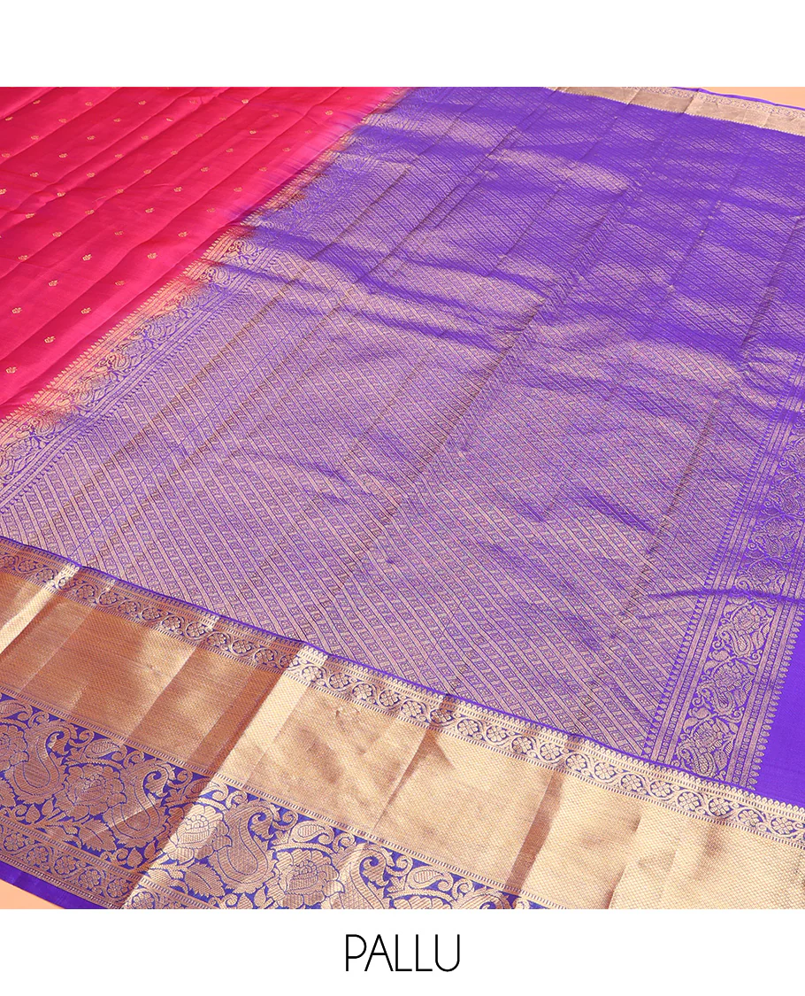 Magenta Vasundhara Lite Silk Mix Saree Decked Up with Zari Buttas, Featuring a Contrast Border of Kodi Visiry, Kuyil Kann, and Manga Designs, Intricately Zari Woven Pallu, and a Contrast Blouse - Image 5