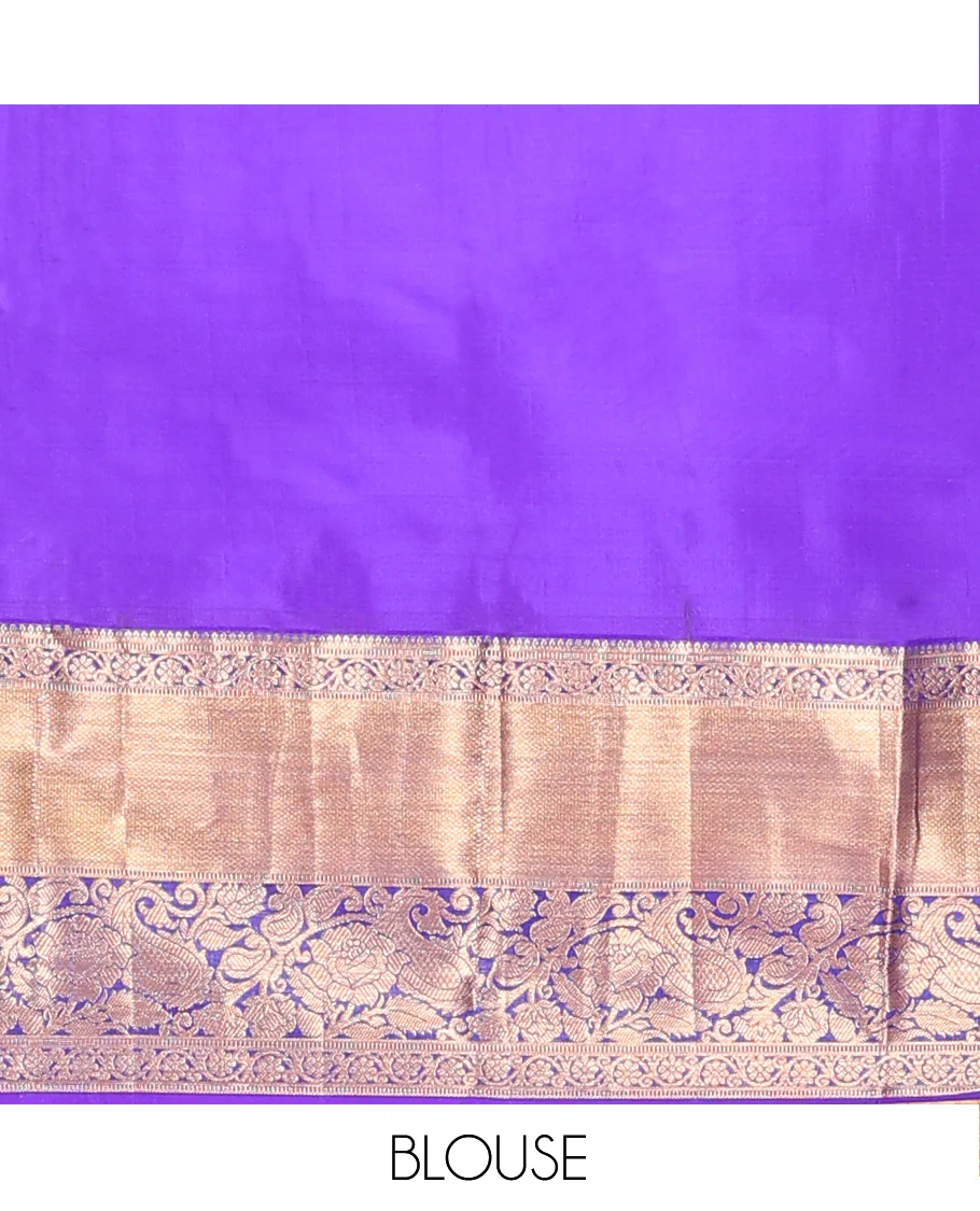 Magenta Vasundhara Lite Silk Mix Saree Decked Up with Zari Buttas, Featuring a Contrast Border of Kodi Visiry, Kuyil Kann, and Manga Designs, Intricately Zari Woven Pallu, and a Contrast Blouse - Image 6