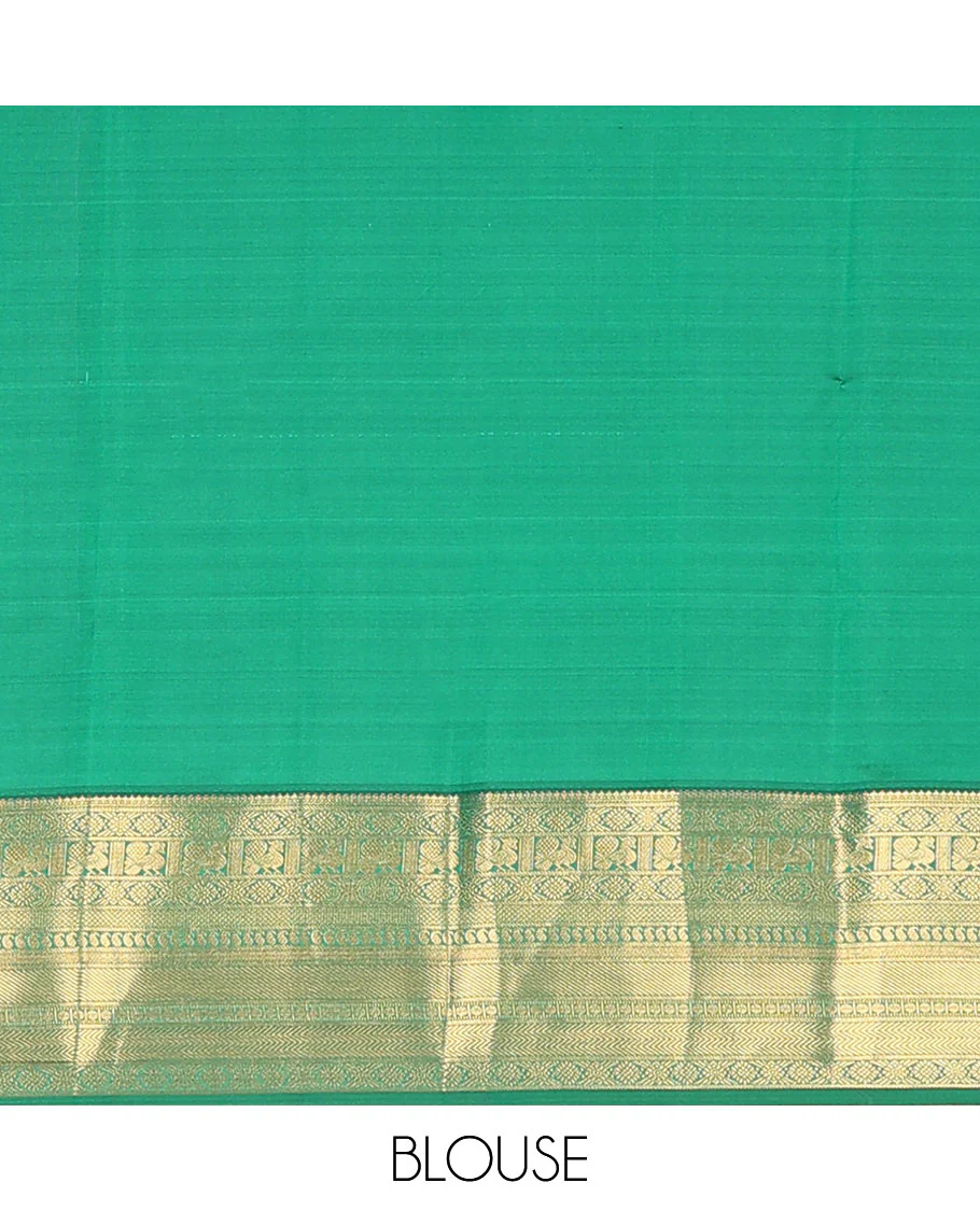Magenta Vasundhara Lite Silk Mix Saree Enthralled with Mayil, Iruthalai Pakshi, and Chakram Designs, Highlighted with a Contrast Border of Mayil, Kamalam, Mayil Kann, Manga, Rudraksham, and Vanki Designs, Zari Elevated Jaal Pallu, and a Contrast Blouse - Image 6