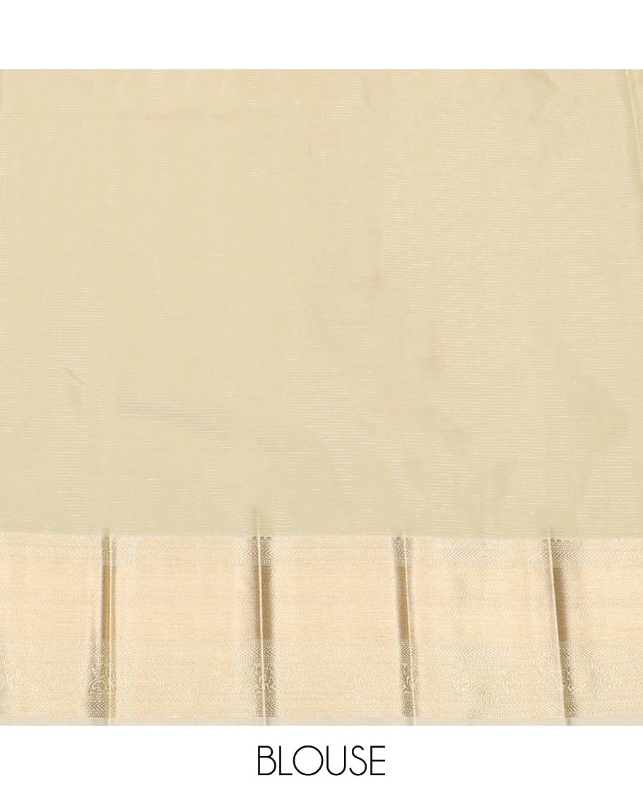 Maroon Budget Silk Saree Detailed with Zari Buttas and stripes, Complemented by a Contrast Traditional Zari Border, subtly decked up Pallu, and Paired with a Contrast Blouse - Image 4