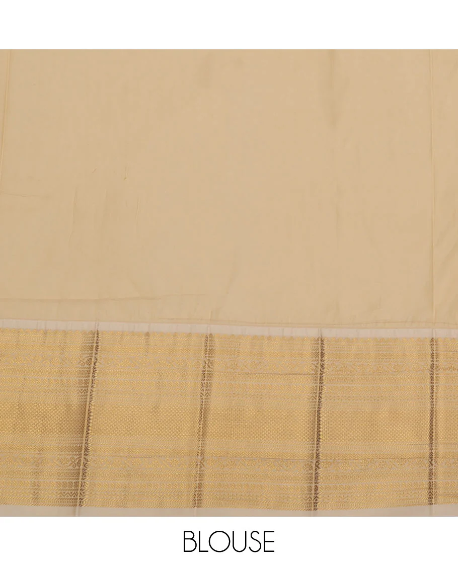 Maroon Budget Silk Saree Elevated with Dotted Zari Stripes, Complemented with a Contrast Traditional Zari Design Border, Diagonal Striped Pallu, and Paired with a Contrast Blouse - Image 4