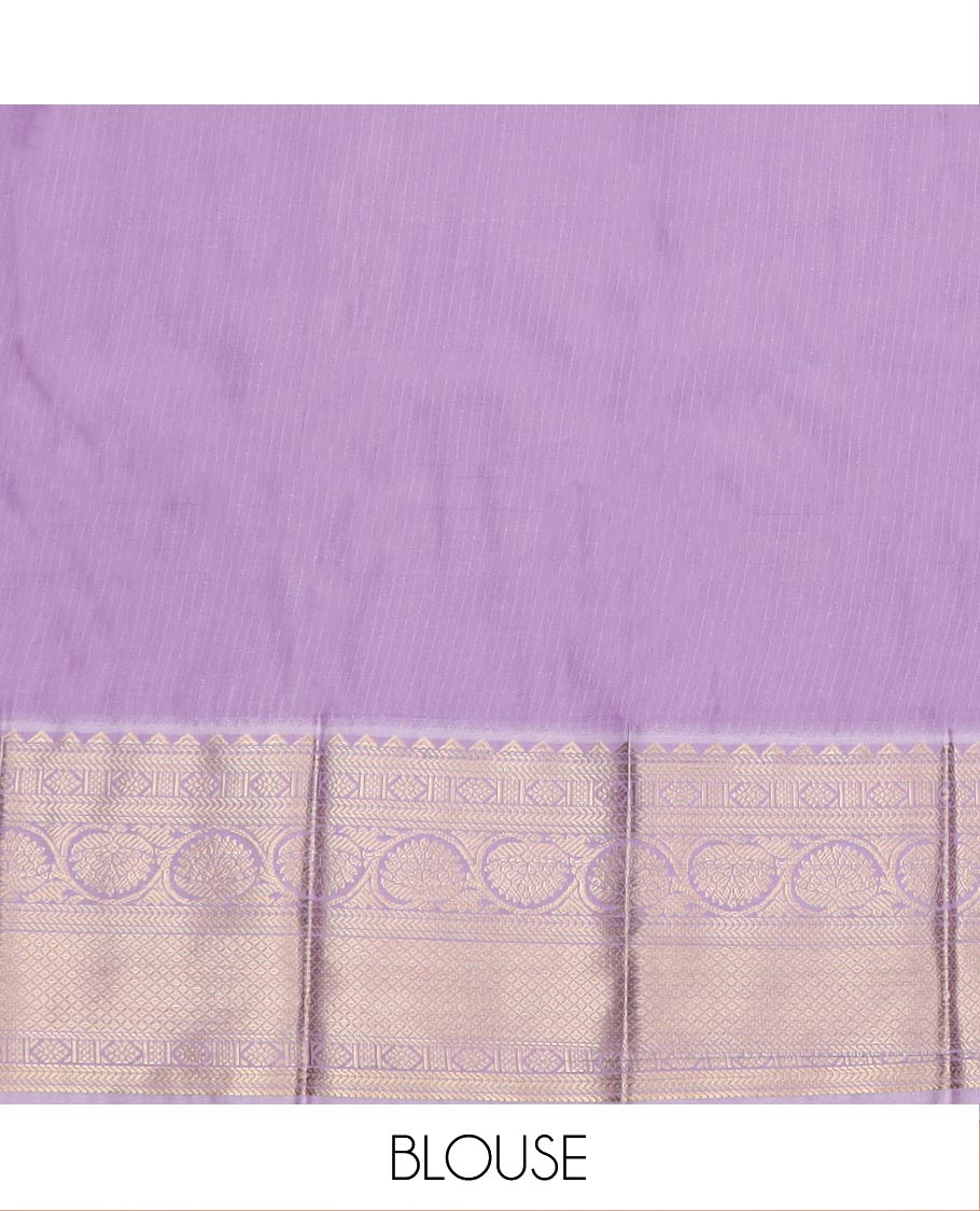 Maroon Budget Silk Saree Gracefully Embellished with Zari Buttas and Zari Stripes, Highlighted with a Contrast Traditional Zari Design Border, Featuring a Pallu of Jaal Design, and Paired with a Contrast Blouse - Image 4