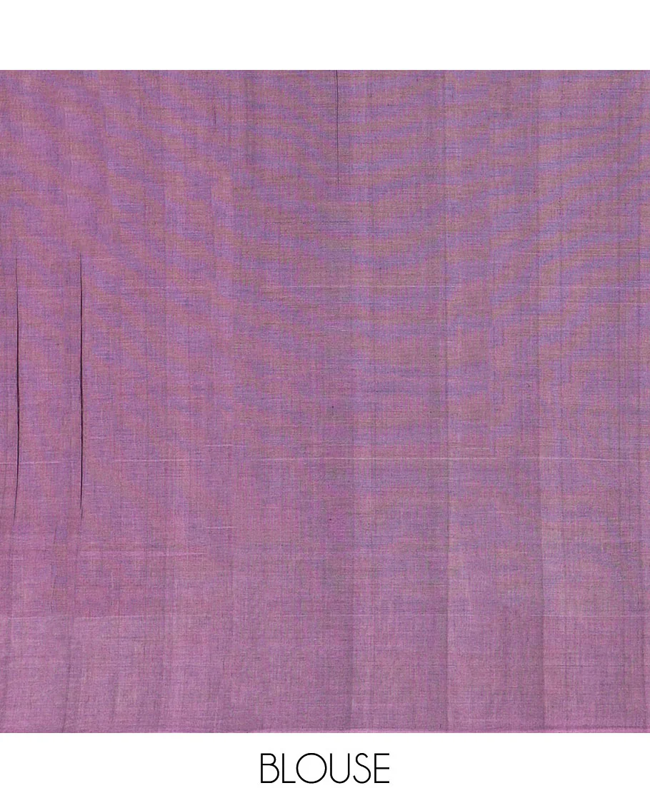 Maroon chevron design pochampally cotton saree, contrast ikkat border & pallu of ikkat jaal design - Image 5