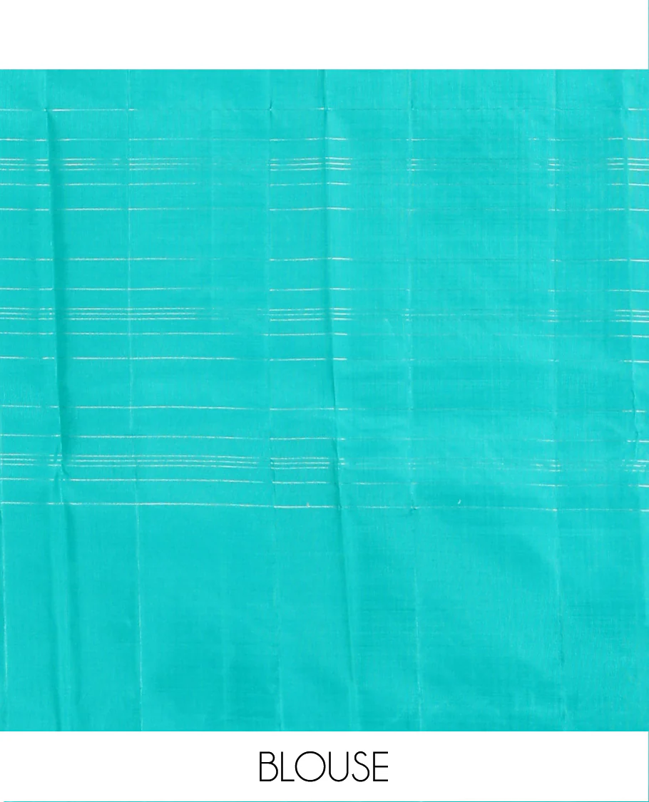 Maroon muthu kattam Kanchipuram silk saree, yaanai motifs zari border, and contrast pallu of yaanai, and chakram buttas - Image 6