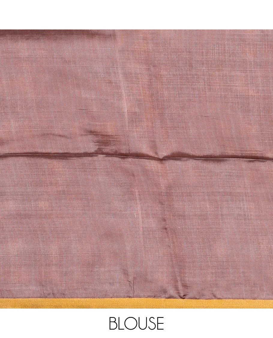 Maroon Pichwai lotus vine digital printed banana pith saree, contrast plain piping border, and lotus vine printed pallu - Image 7