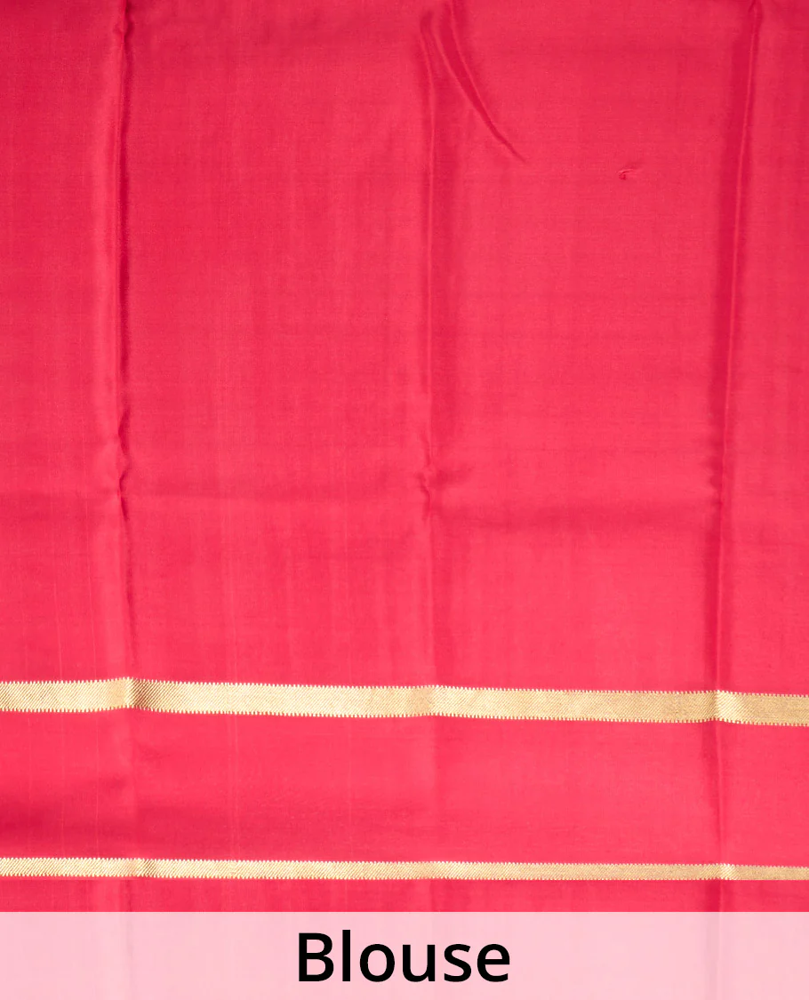 Red animal zari motifs Mysore silk saree, rettai pettu zari border, and pallu steeped with traditional designs - Image 5