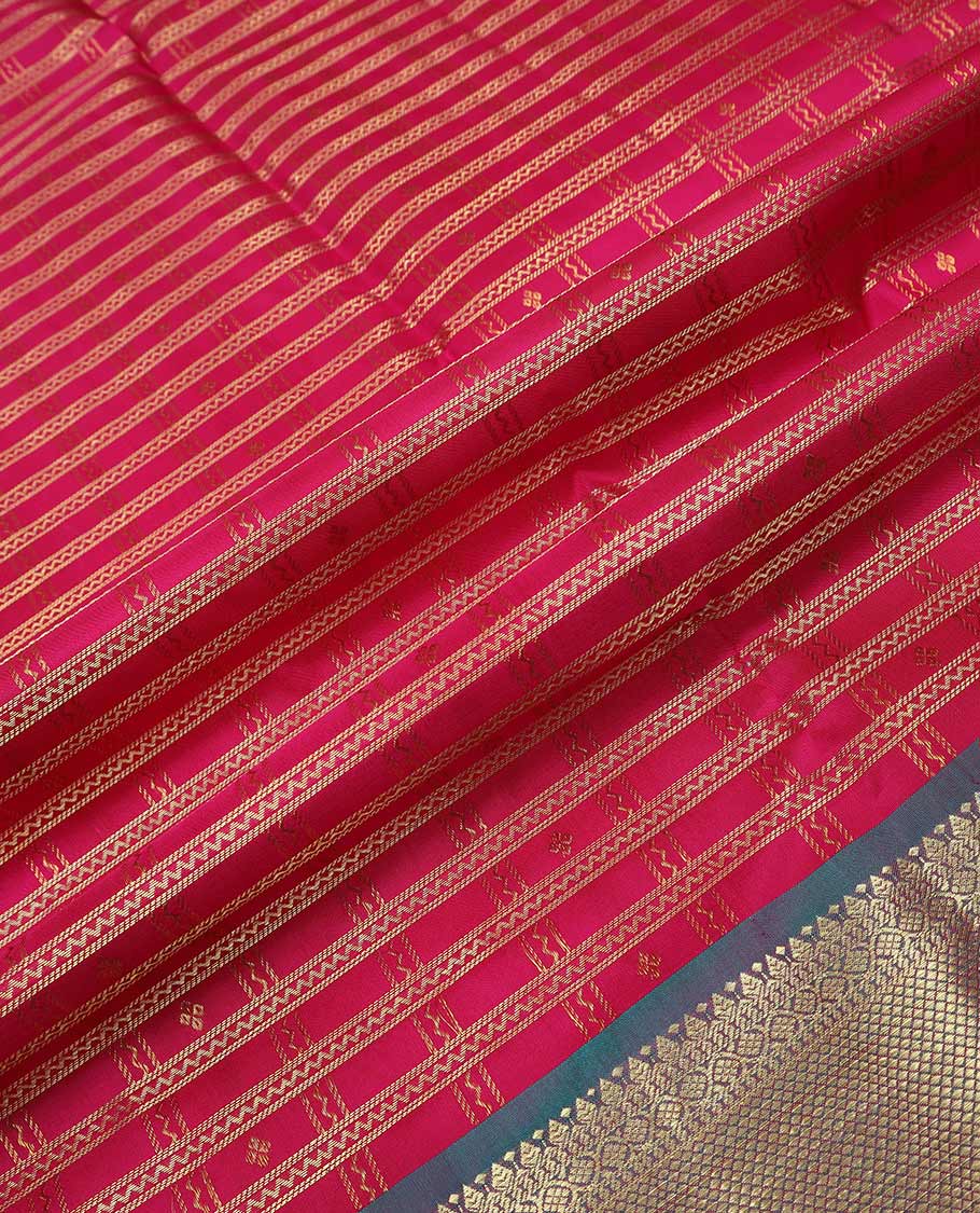Maroon pure silk half saree, zari design skirt, contrast border and blouse of thilakam, kodi visiry, maga design and mayil kann, and intricate dhavani - Image 6