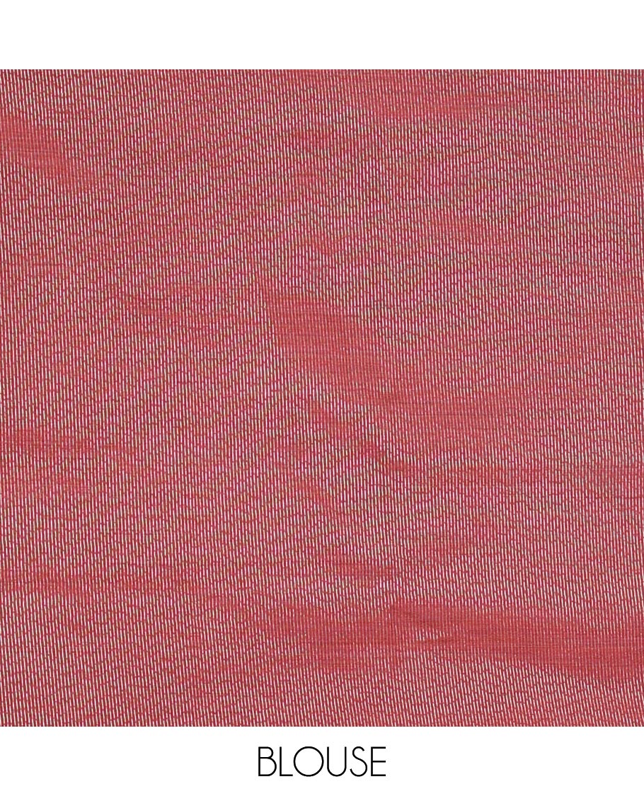 Maroon Semi-Tussar Saree Delicately Woven with Zari Horizontal Stripes and Thread Floral Designs, Featuring a Subtly Woven Temple Zari Border, a Striped Pallu, and a Matching Blouse - Image 3