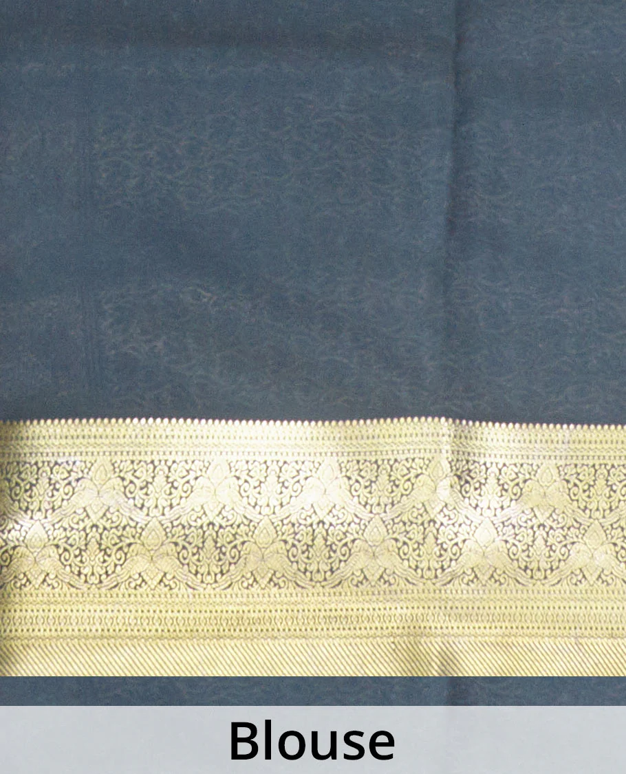 Maroon zari buttas Mysore silk saree, contrast traditional zari design border, and intricate pallu - Image 5