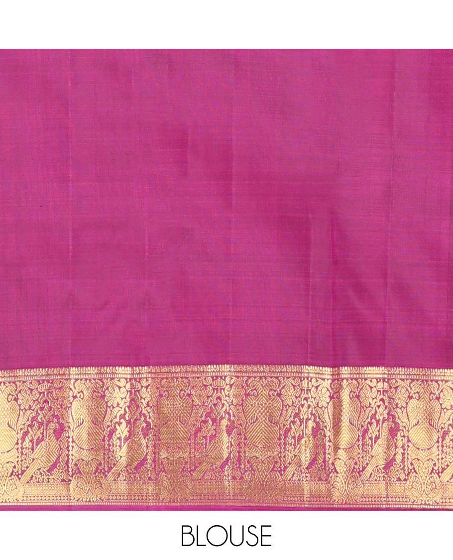 Maroon zari buttas Samudrika silk saree, zari border of muthu, mayil kann, mayil, kili & iruthalai pakshi design & jaal pallu - Image 6