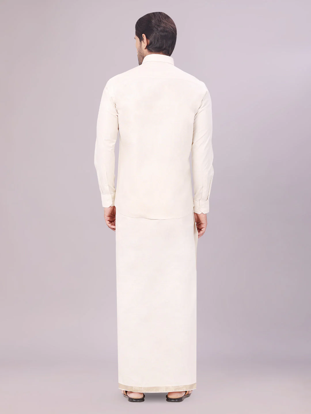 Mens Tissue Beige Colour Dhoti Shirt Wedding Combo Maverick - Image 4
