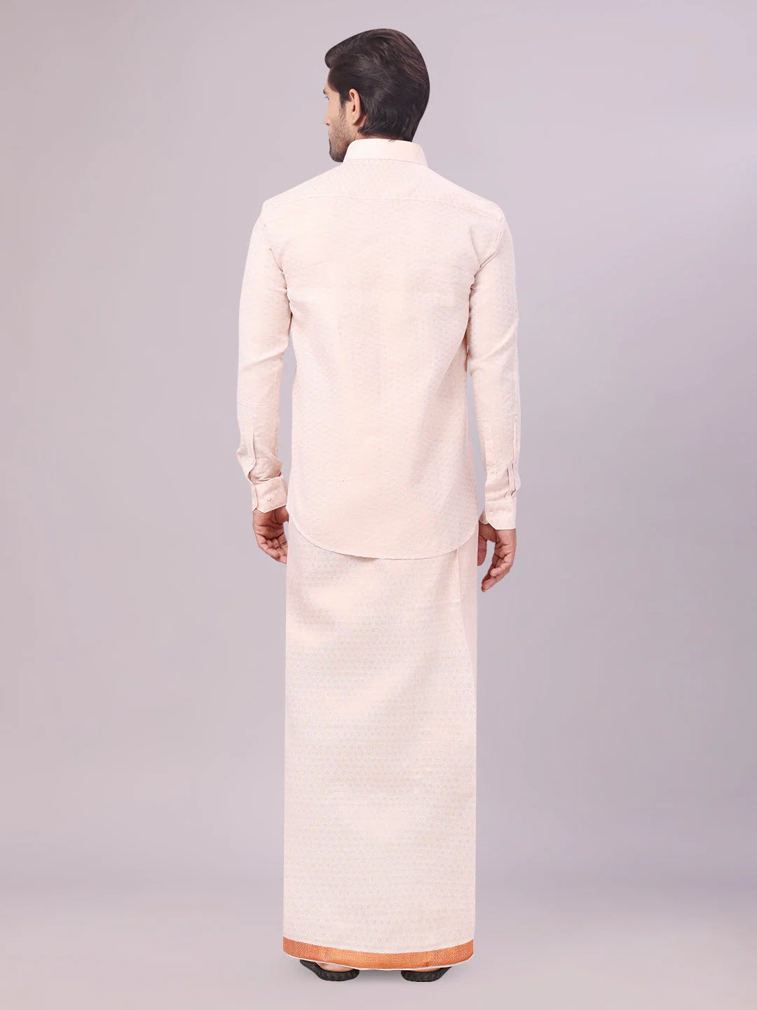 Men's Copper Tissue Jacquard Shirt with Matching Dhoti Combo Zeus - Image 4