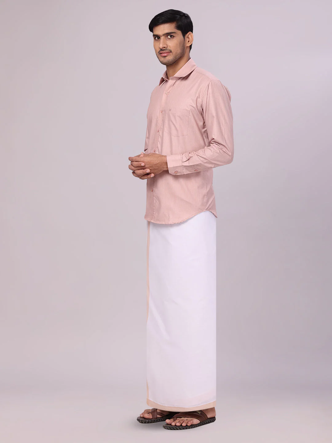 Men's Cotton Beige Matching Shirt and Dhoti Combo Luster - Image 2