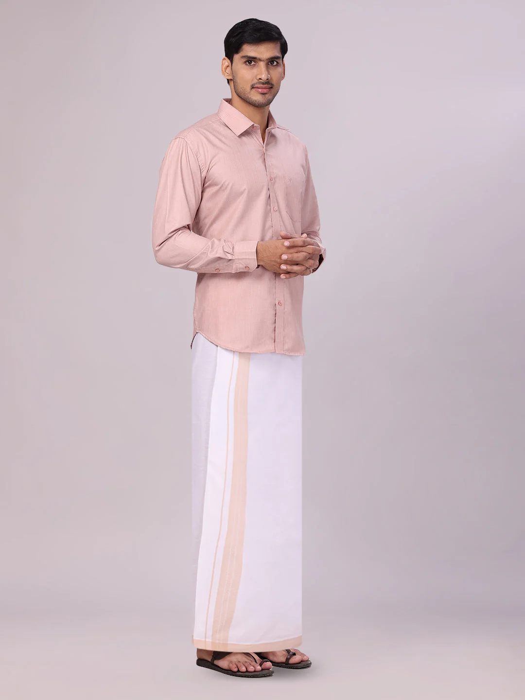 Men's Cotton Beige Matching Shirt and Dhoti Combo Luster - Image 3