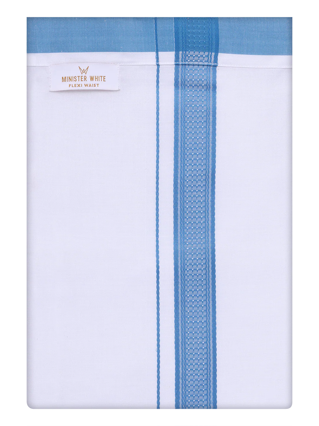 Men's Ramar Blue Dupion Satin Color Shirt with Matching Border Flexi Dhoti Combo Gora Flexi - Image 9
