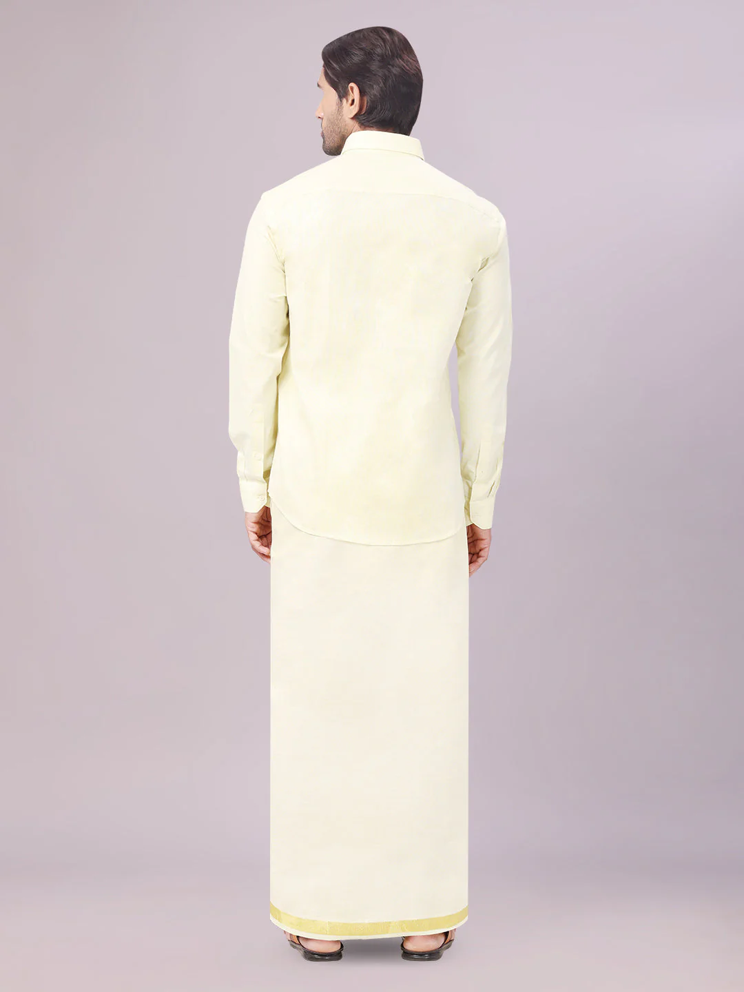 Men's Tissue Brass Color Flexi Dhoti Shirt Wedding Combo Maverick Flexi - Image 5