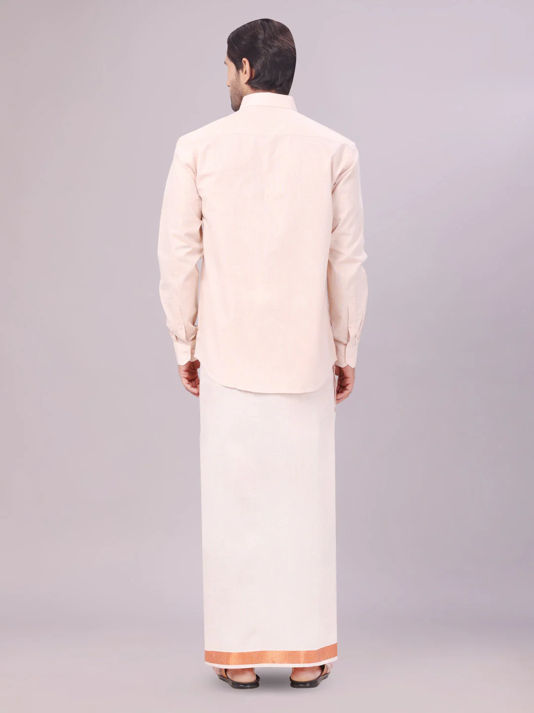 Men's Tissue Copper Color Flexi Dhoti Shirt Wedding Combo Maverick Flexi - Image 5