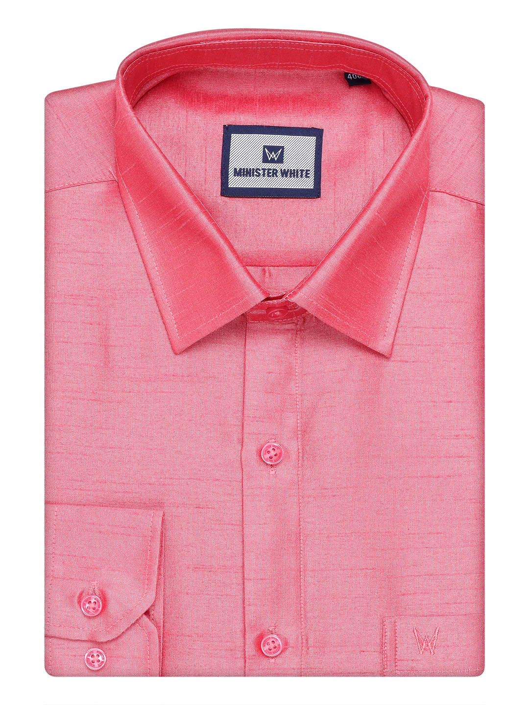 Mens Coral Pink Dupion Satin Shirt with Matching Border Dhoti Combo Gora - Image 6