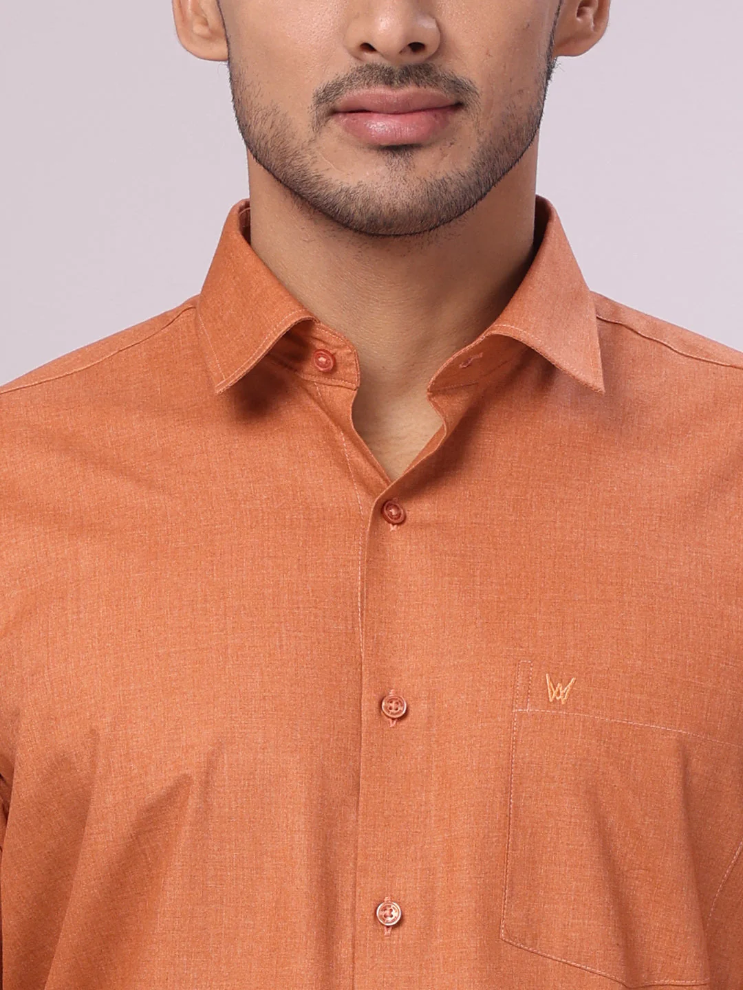 Mens Cotton Brown Shirt with Matching Border Flexi Dhoti Combo Casper Flexi - Image 6