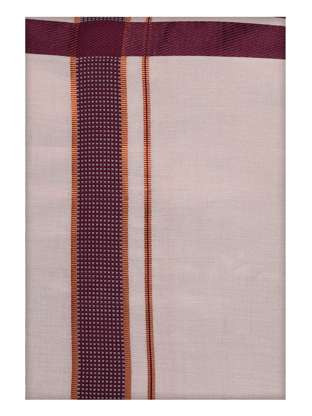 Mens Cotton Maroon Shirt with Tissue Matching Border Dhoti Wedding Combo Kandala - Image 8