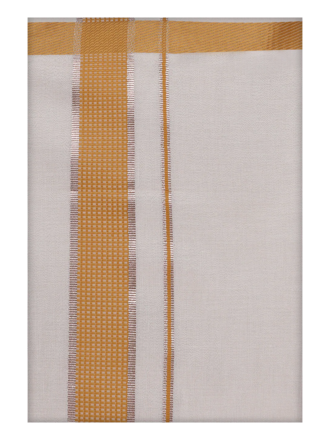 Mens Cotton Mustard Shirt with Tissue Matching Border Dhoti Wedding Combo Kandala - Image 8
