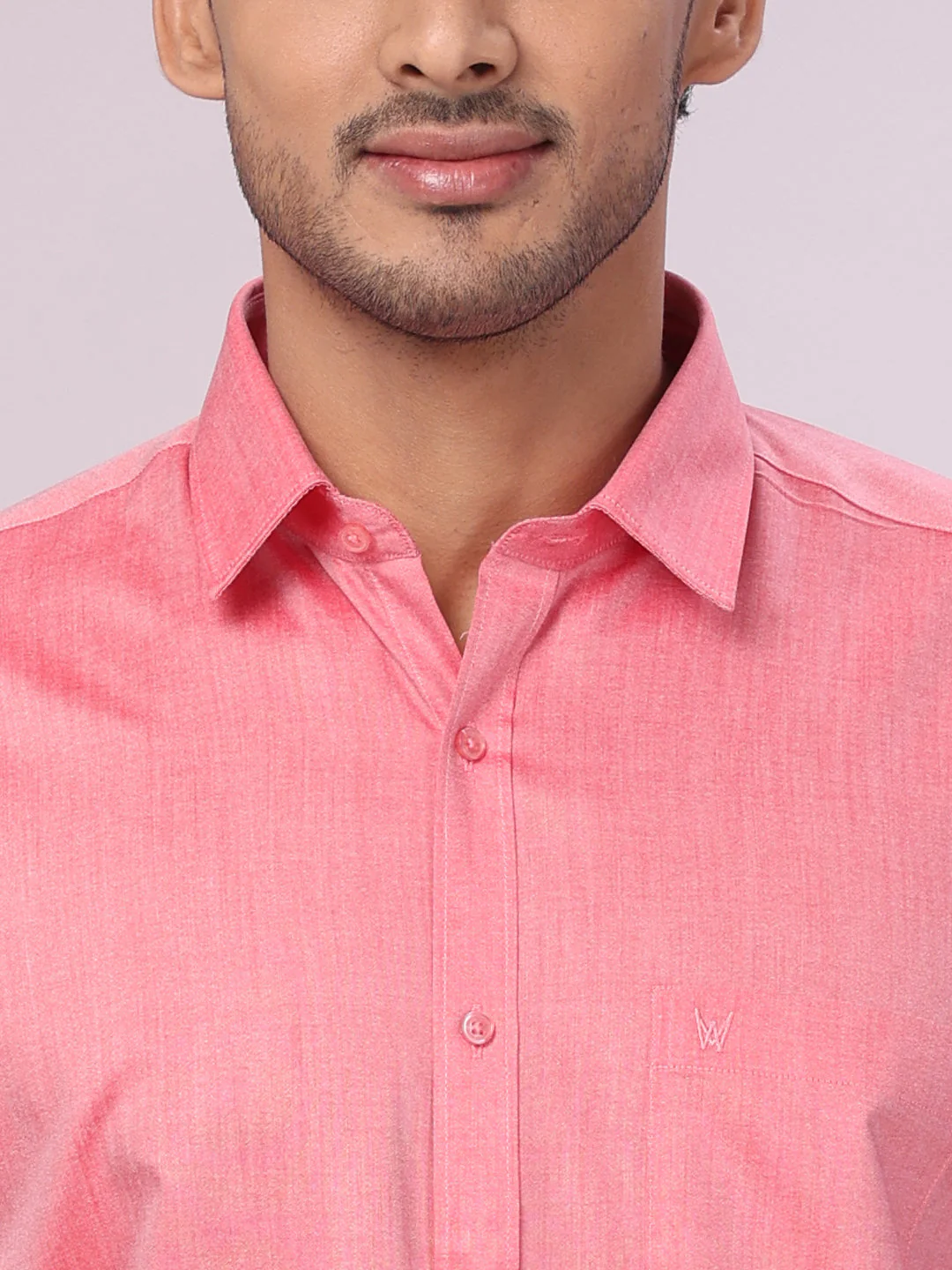 Mens Cotton Pink Shirt with Tissue Matching Border Dhoti Wedding Combo Kandala - Image 5