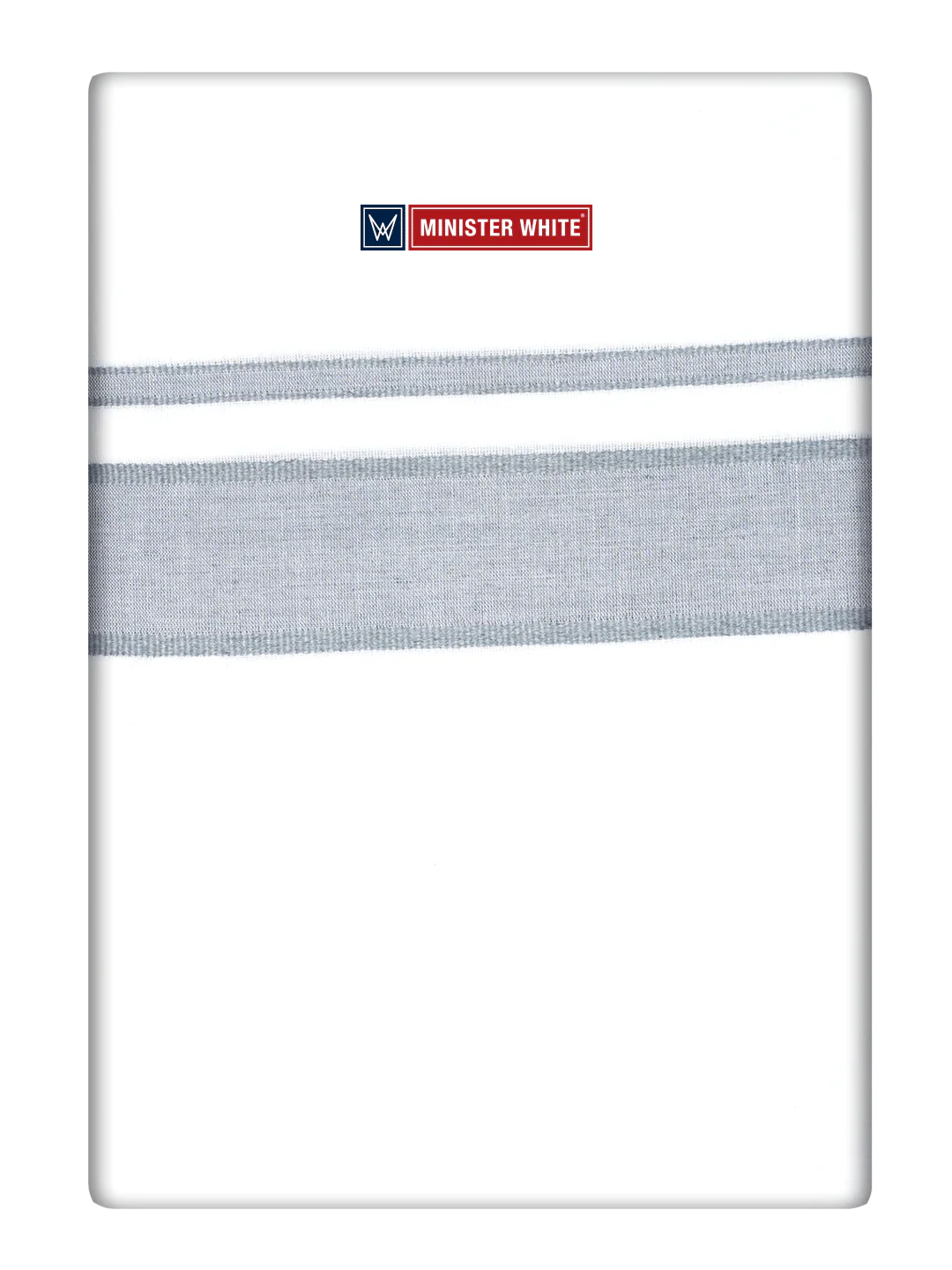 Mens Cotton White Double Layered Dhoti with Grey Fancy Kara - Empuran