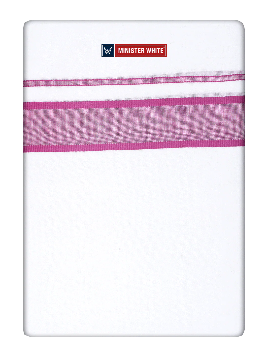 Men's Cotton White Double Layered Dhoti with Magenta Fancy Kara - Empuran