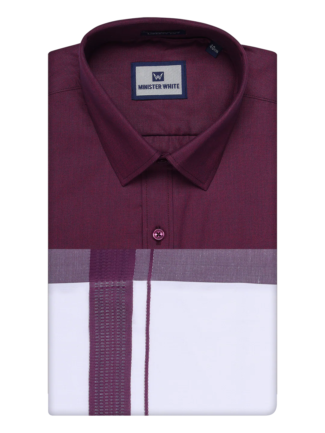 Mens Dark Wine Color Shirt with Matching Border Dhoti Combo Casper - Image 5