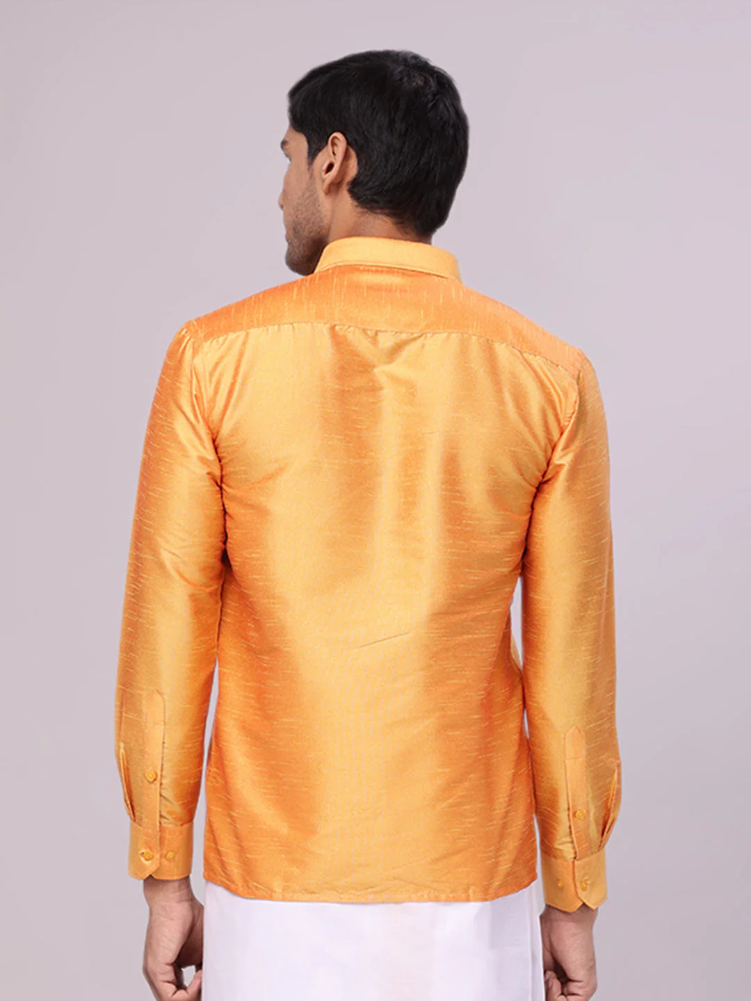 Mens Dupion Satin Regular Fit Gold Yellow Colour Shirt - Image 4
