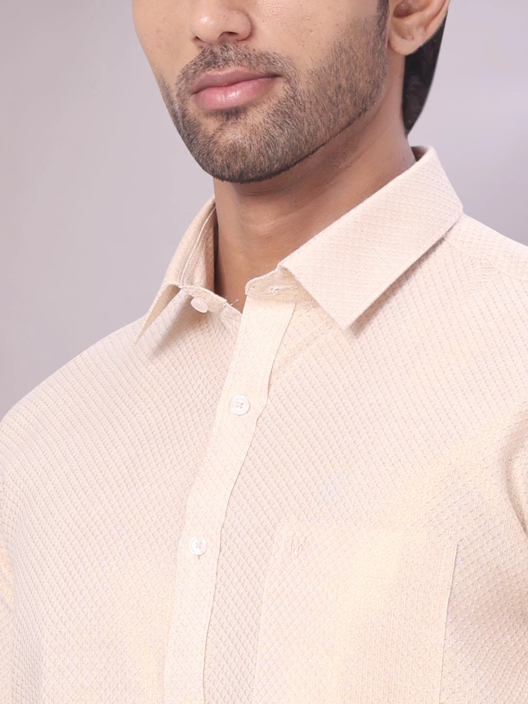 Mens Gold Tissue Jacquard Shirt with Matching Dhoti Combo Zeus - Image 6