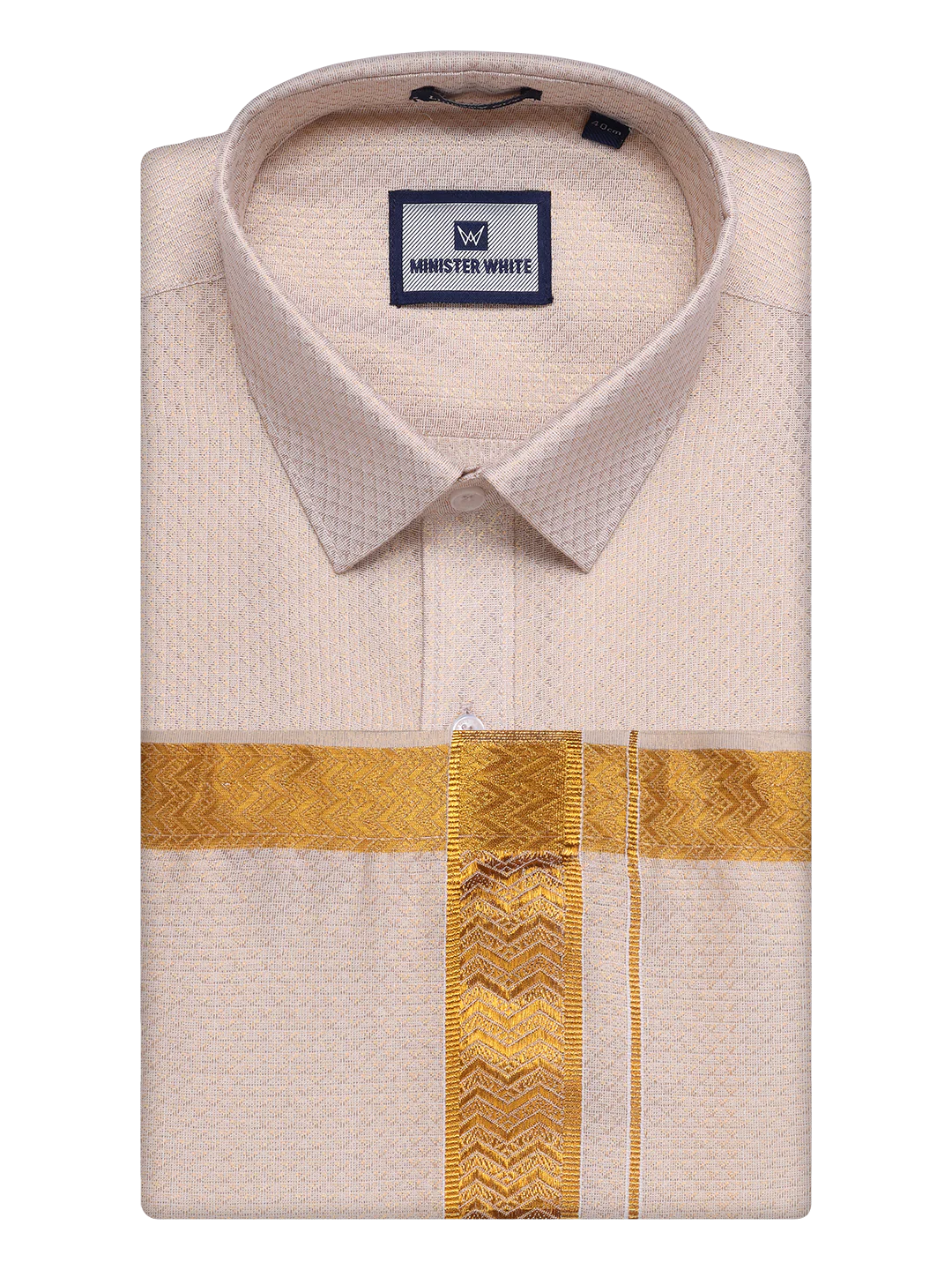 Mens Gold Tissue Jacquard Shirt with Matching Dhoti Combo Zeus - Image 7
