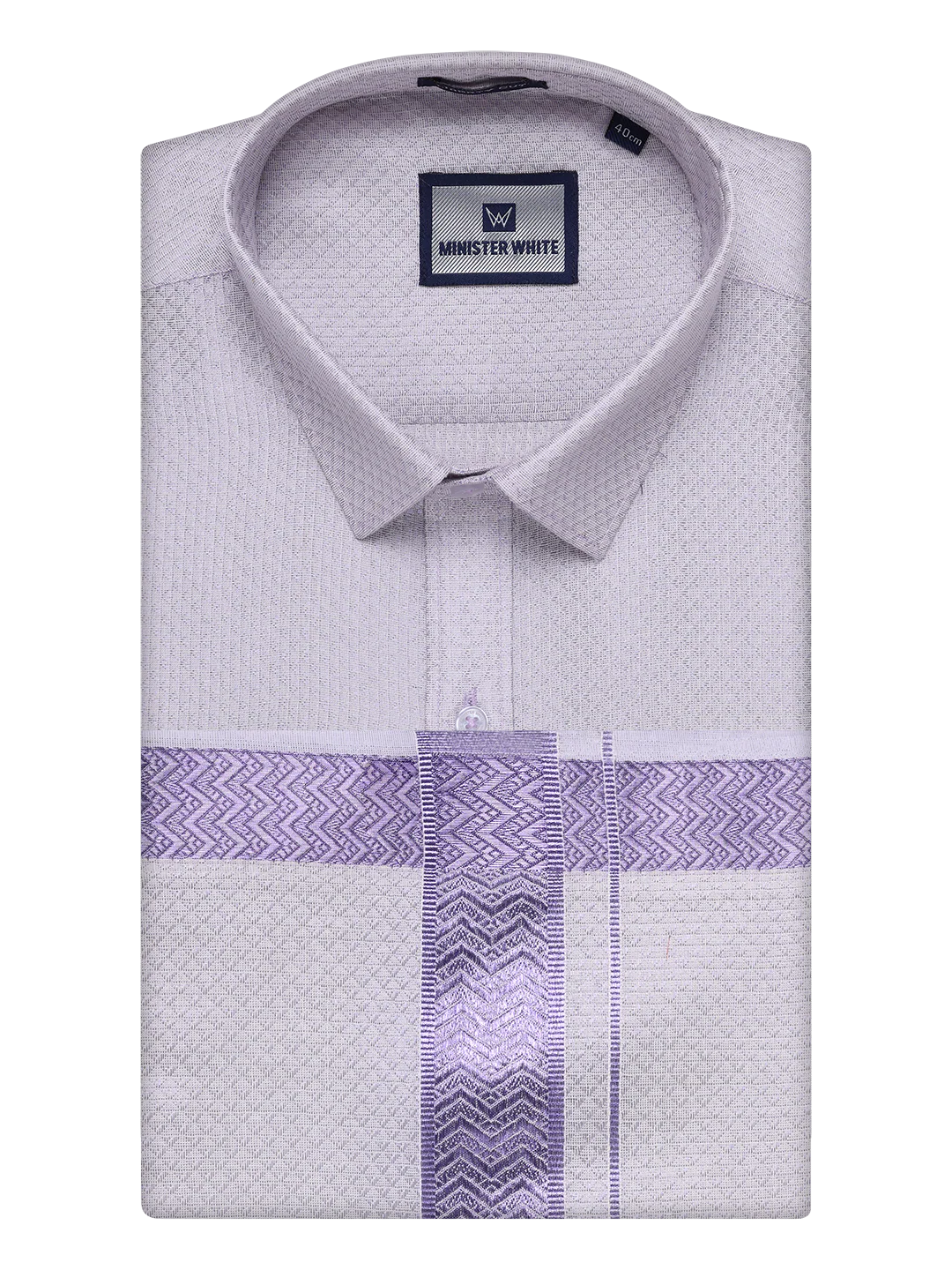 Mens Lavender Tissue Jacquard Shirt with Matching Dhoti Combo Zeus - Image 7