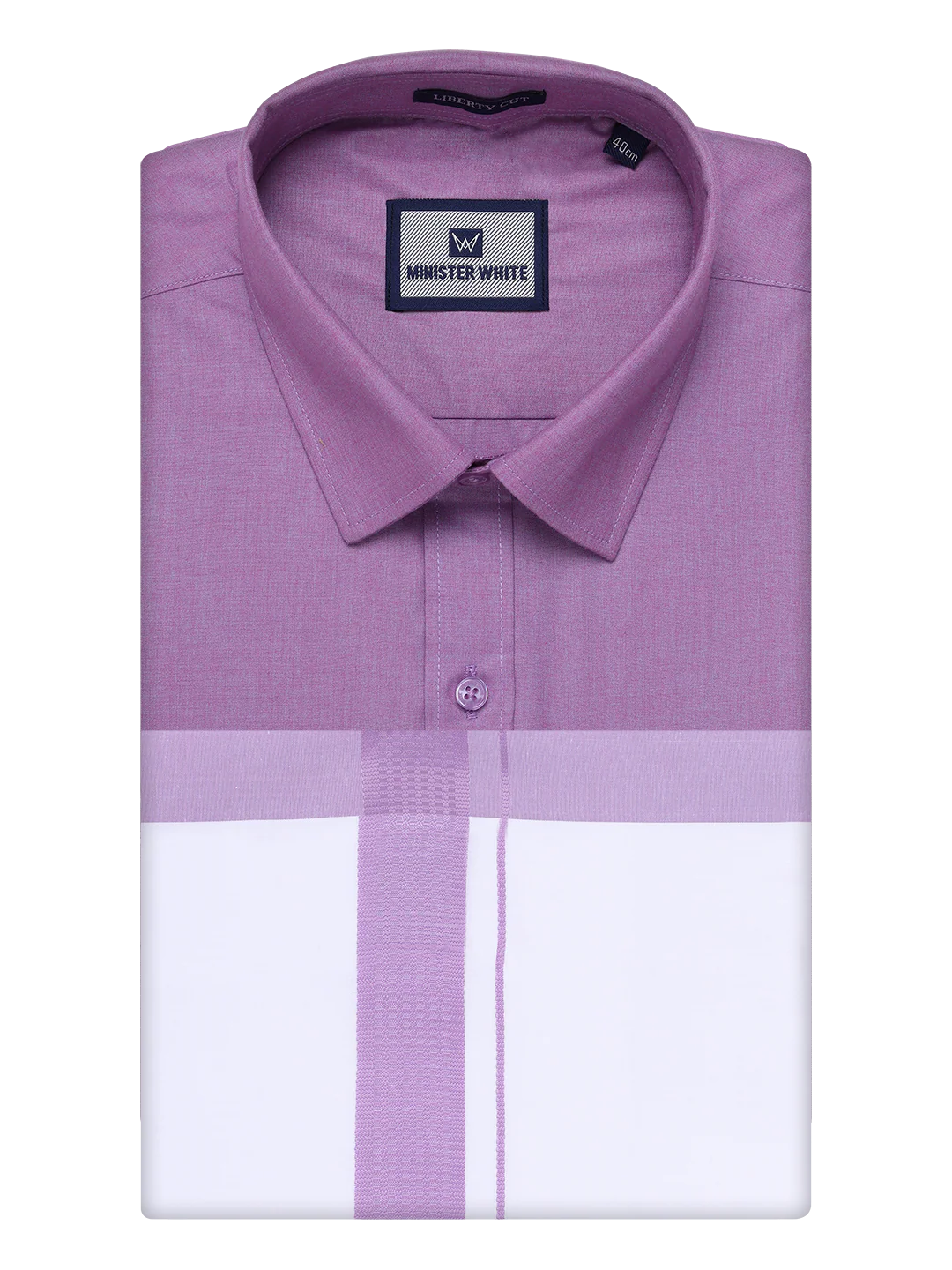 Mens Light Purple Color Shirt with Matching Border Dhoti Combo Casper - Image 5