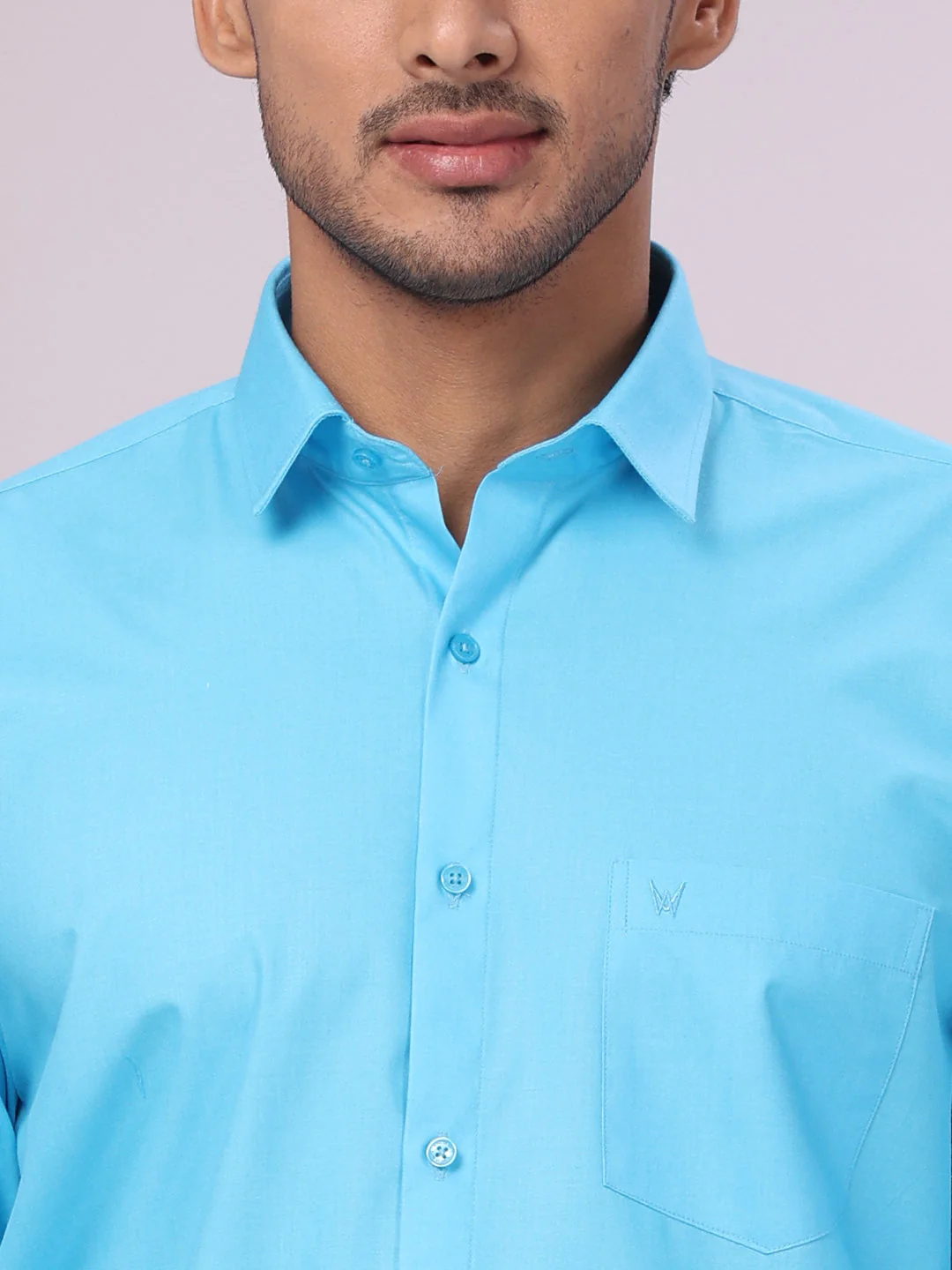 Men's Sky Blue Shirt with Matching Border Flexi Dhoti Combo Casper Flexi - Image 6