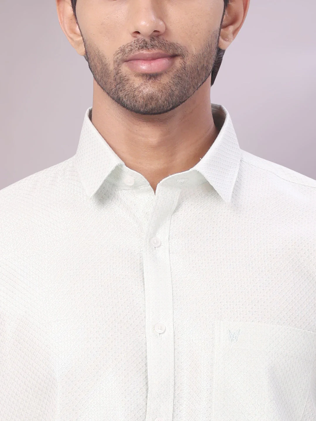 Mens Sky Green Tissue Jacquard Shirt with Matching Dhoti Combo Zeus - Image 4