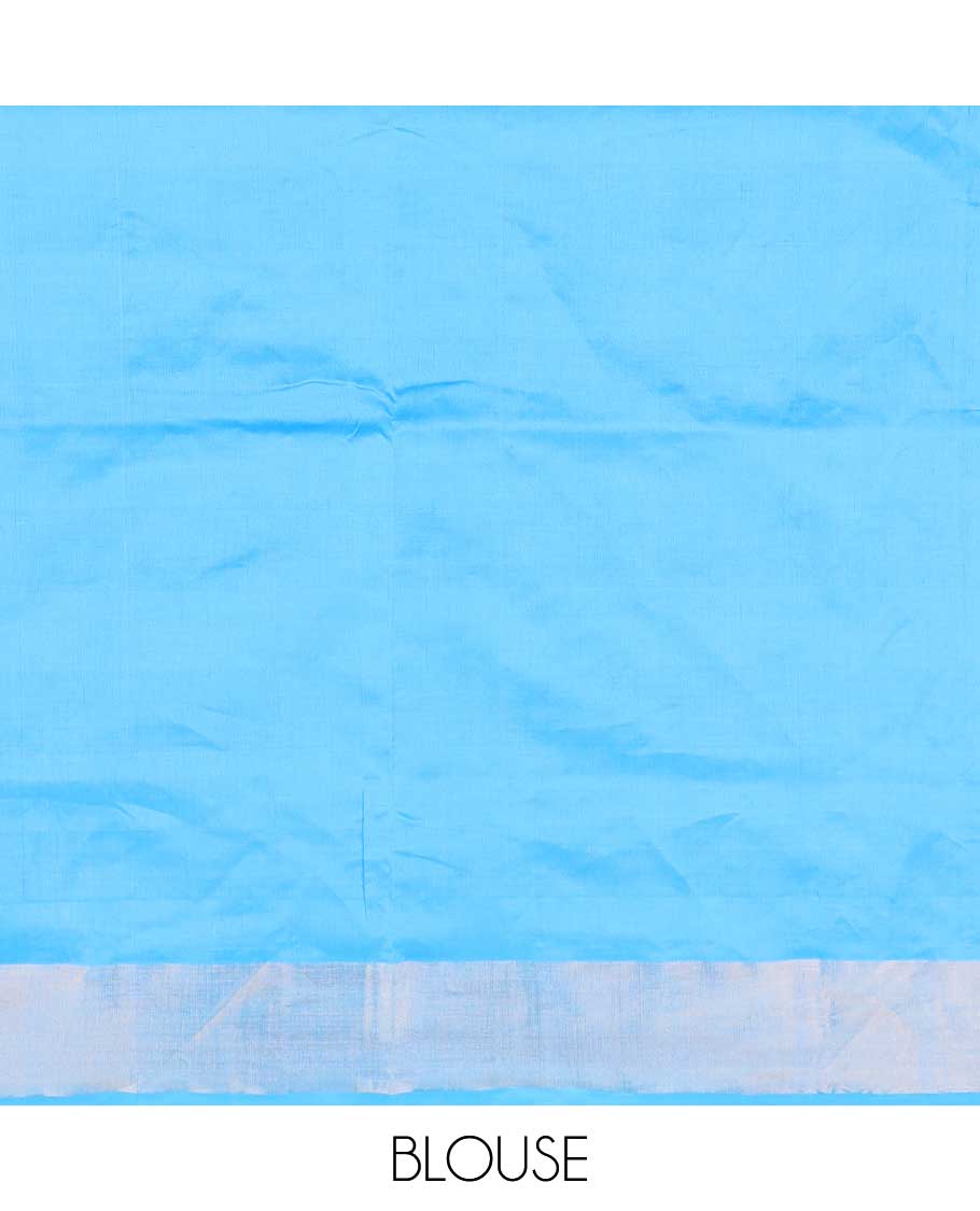 Multi-color checked design poly cotton saree, zari border, and striped pallu - Image 3