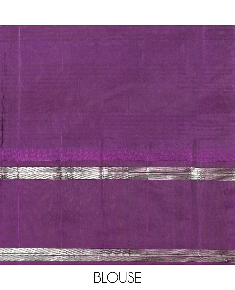 Multi-color checked Kanchipuram silk saree, contrast thazampoo rekku rettai pettu border, and vanasingaram-style flora-fauna motifs woven pallu - Image 6