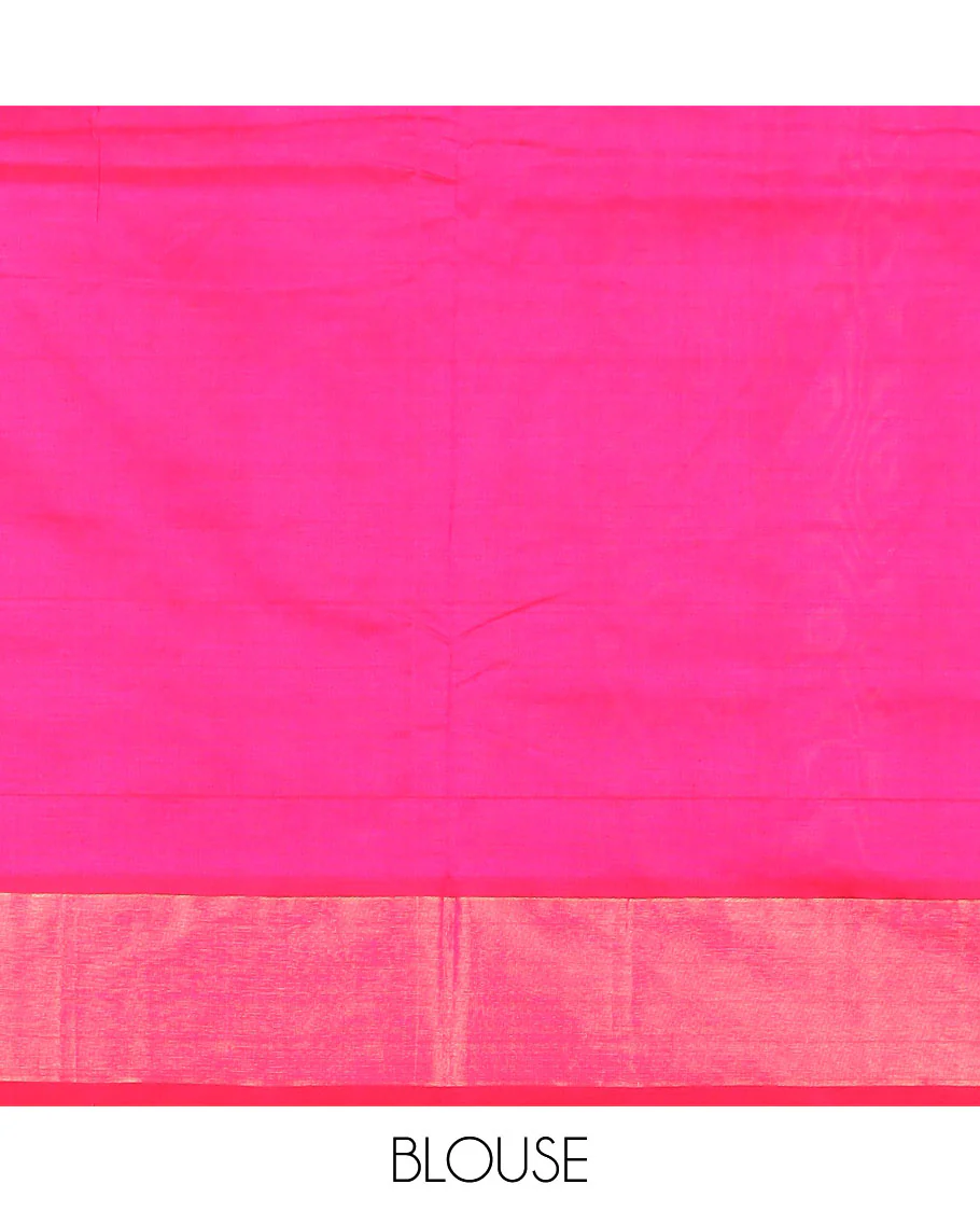 Multi-color checked poly cotton saree, zari border, and pallu of stripes - Image 3