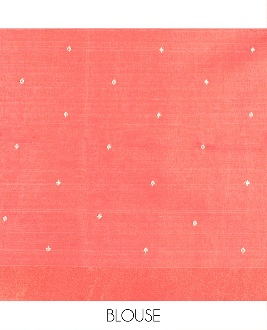 Multi-color chevron design printed tussar saree, contrast border, and pallu of stripes and diamond designs - Image 5