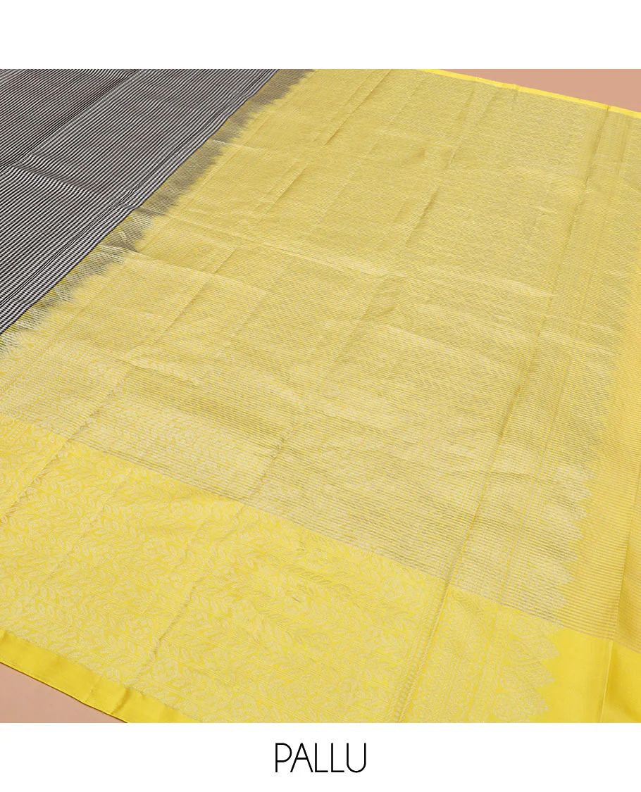 Multi-color micro-checked Kanchipuram silk saree, contrast border of animal motifs, and pallu of floral creeper designs - Image 5