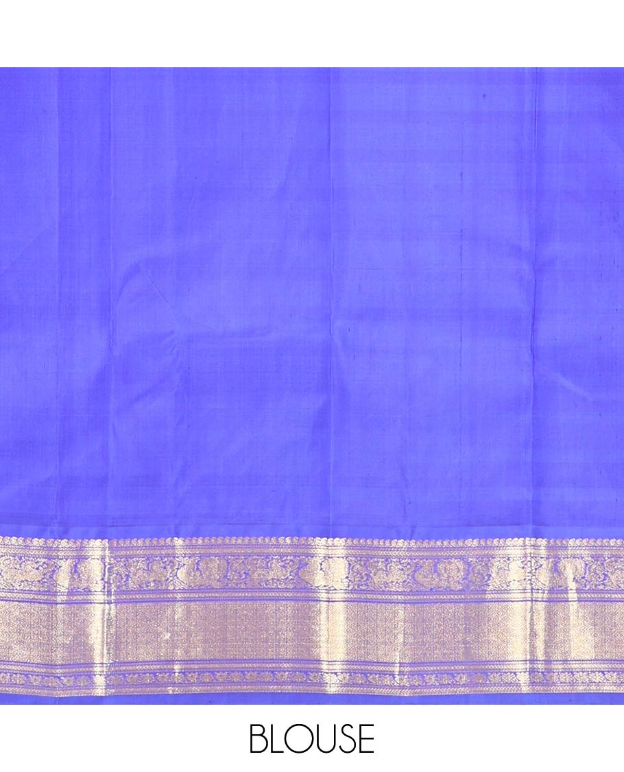 Multi-color paalum pazhamum checked Kanchipuram silk saree, contrast korvai border of manga mokku, kathir, muthu, mayil, and jaal design, and jaal pallu - Image 6