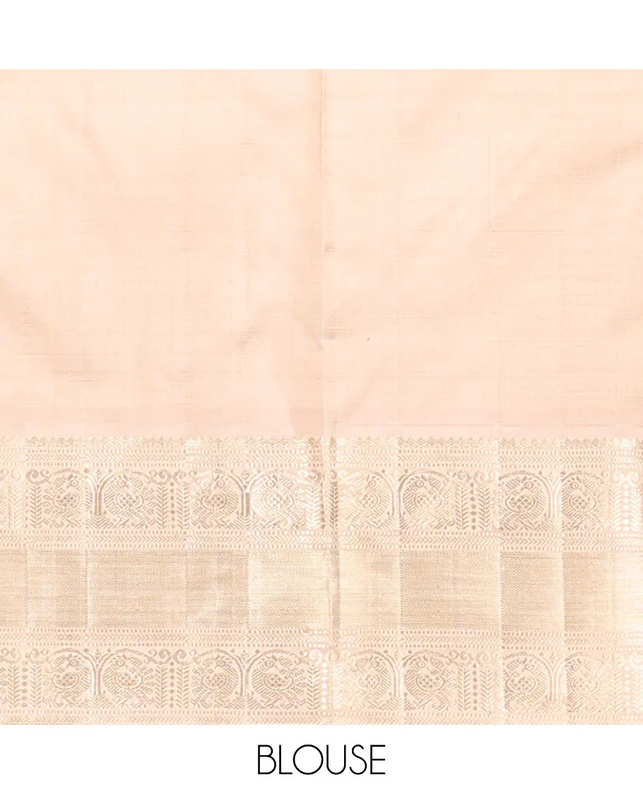 Multi-color striped design kancheepuram silk saree with contrast traditional design border & intricate zari design pallu - Image 5